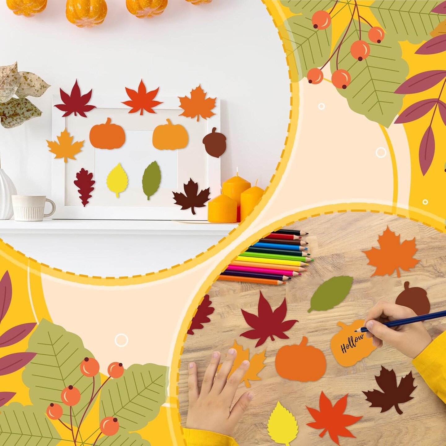 55pcs Fall Paper Leaves Cutouts for DIY Crafts(Maple)