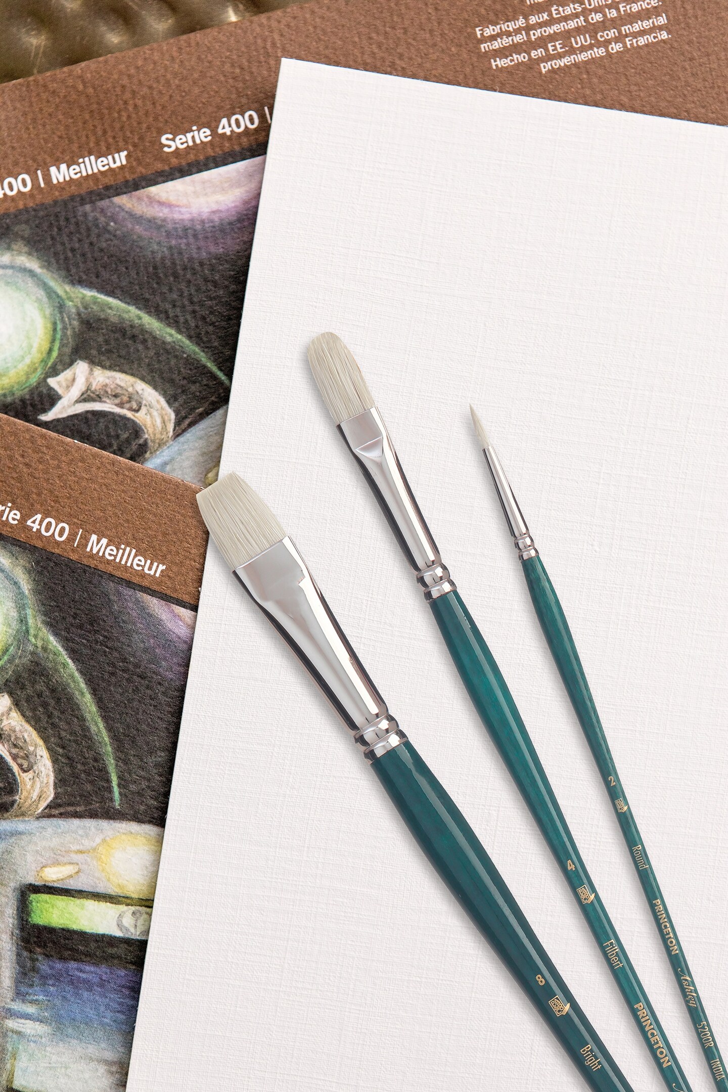 Princeton Series 5200 Ashley Natural Bristle Brush-Long Handle Filbert Size 4