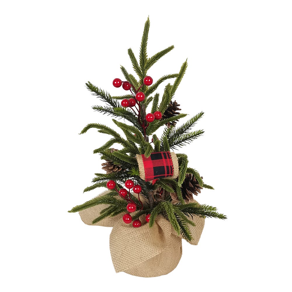 Kurt Adler 24-Inch Unlit Berries and Pinecones Green Tree In Burlap Base