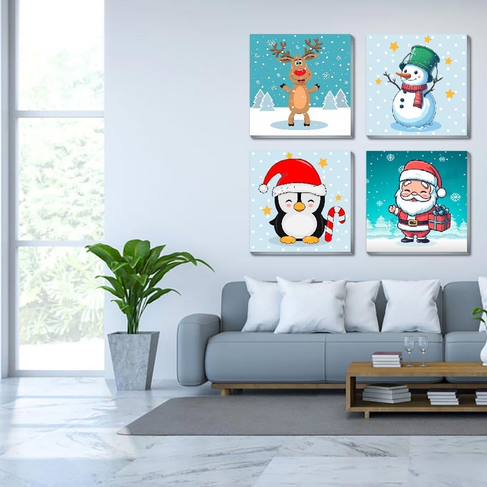 4 Pack Framed Paint by Number for Kids Age 8-12(BKH836-837-838-839-US)8 x 8 x 0.8 inches