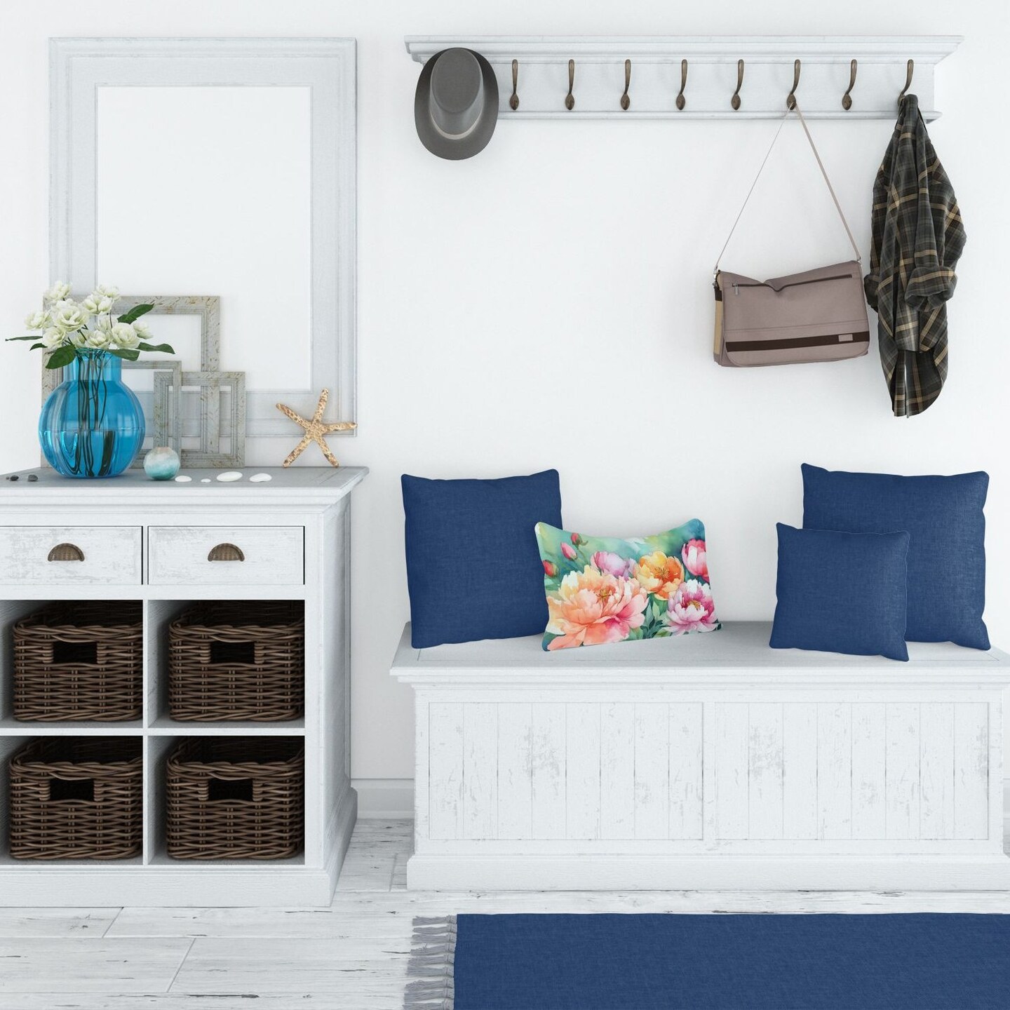 Edge Collections - 12&#x22; x 16&#x22; - Multicolor - Indiana Peonies Decorative Throw Pillow - 1 Piece