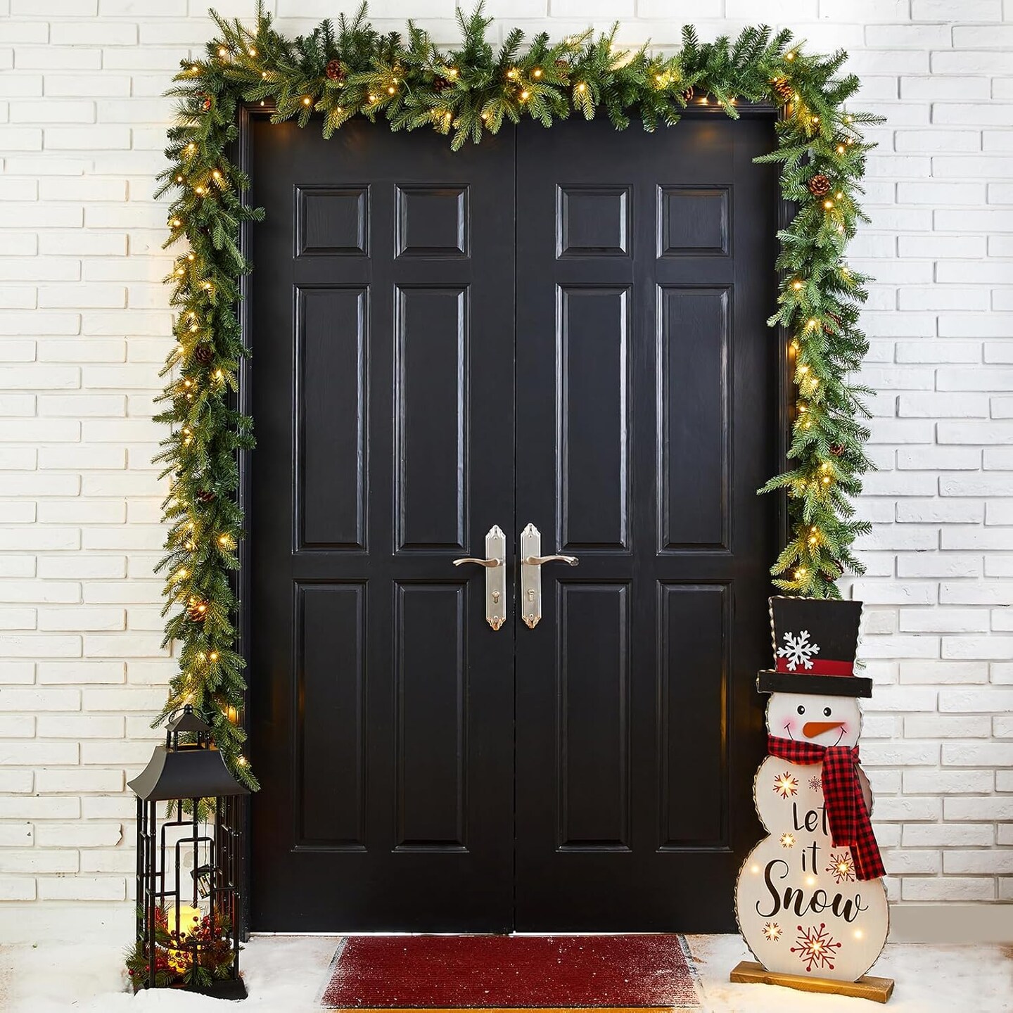 Pre-Lit Greenery Pine Cone Christmas Garland(Greenery)