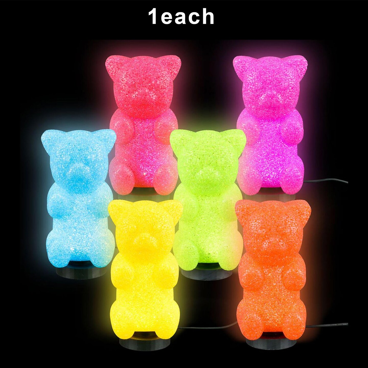 Sparkle Gummie Bear Lamp - 10 Inch Assorted Colors