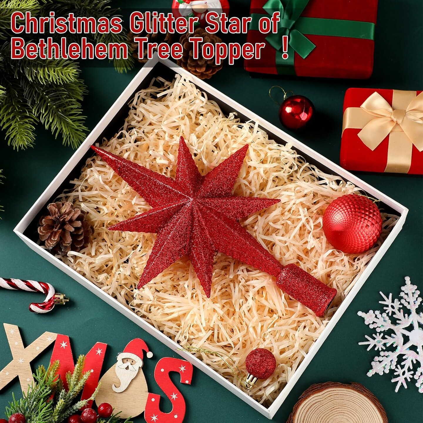 Red Christmas Star Tree Topper (Red)