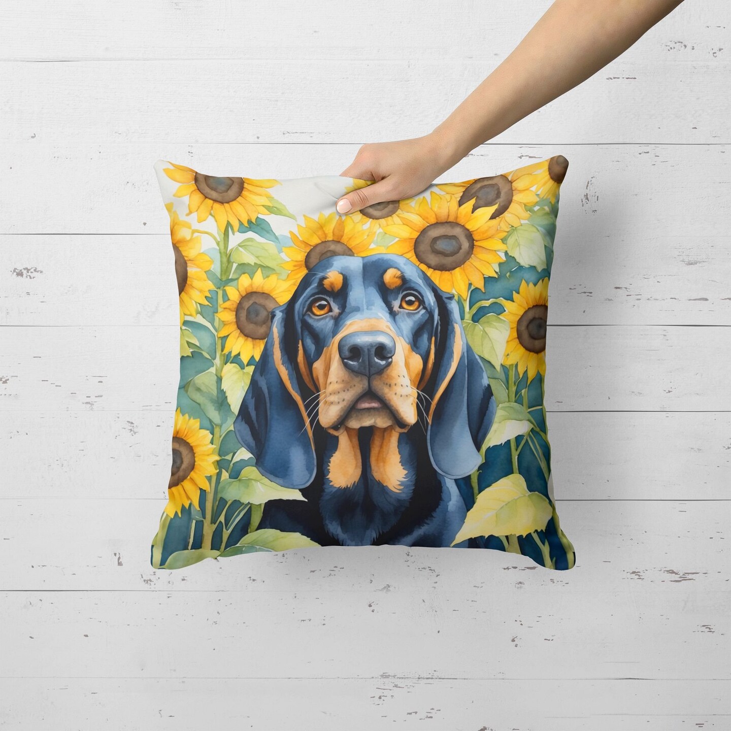 Edge Collections - 18" x 18" - Multicolor - And Tan Coonhound Throw Pillow - 1 Piece