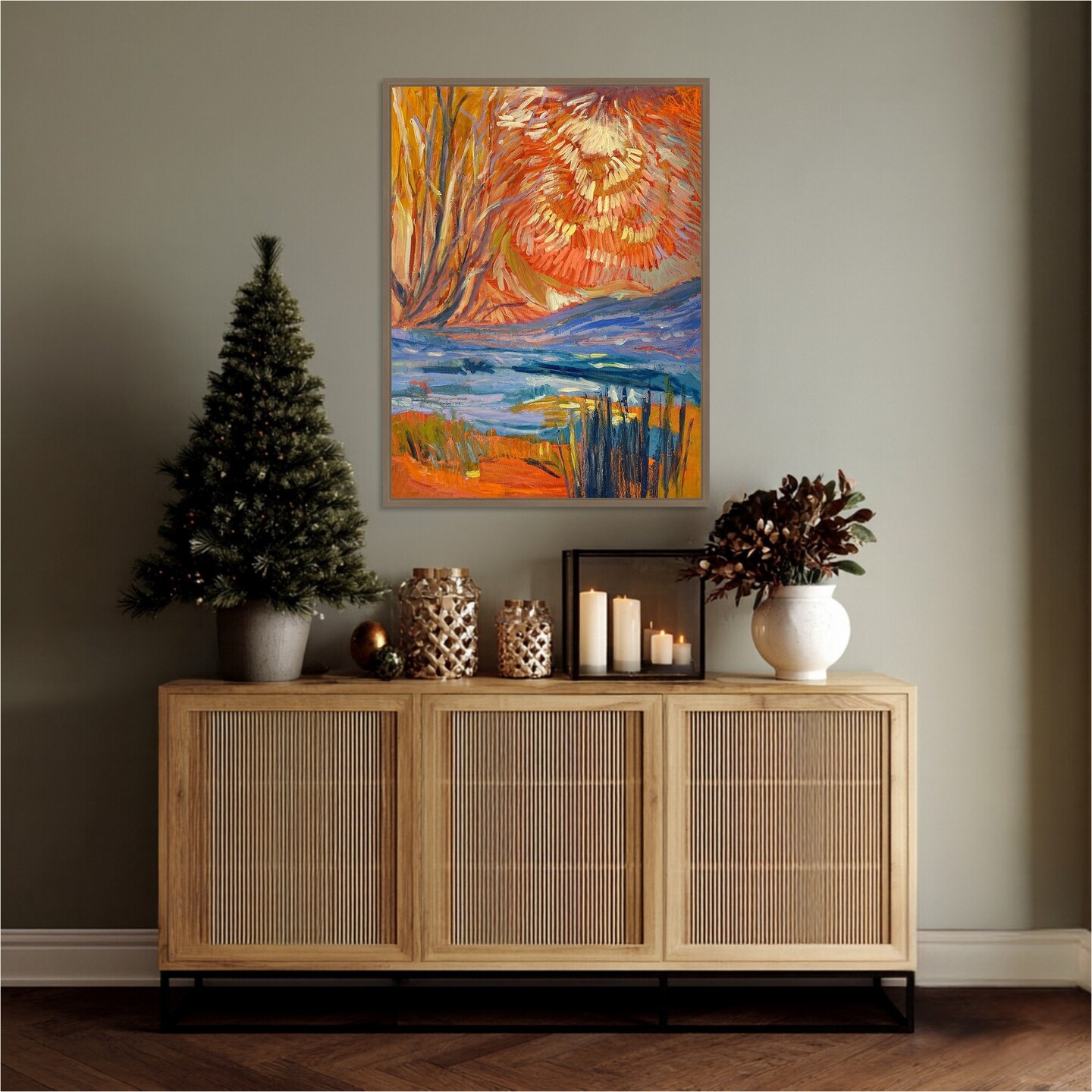 Cadmium Winter Solstice II by Dorothy Fagan 23-in. W x 30-in. H. Canvas Wall Art Print Framed