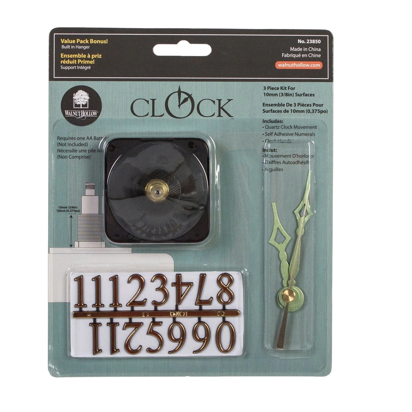 3-Piece Clock Motor Movement to Repair or Build Clocks, 3/8" Shaft, 6-Pack