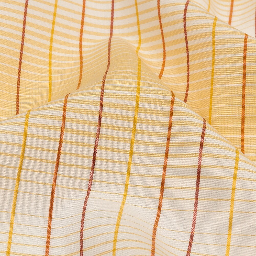1 Yard Orange Yellow and White Gradient Pinstripes Cotton Shirting Fabric for Apparel