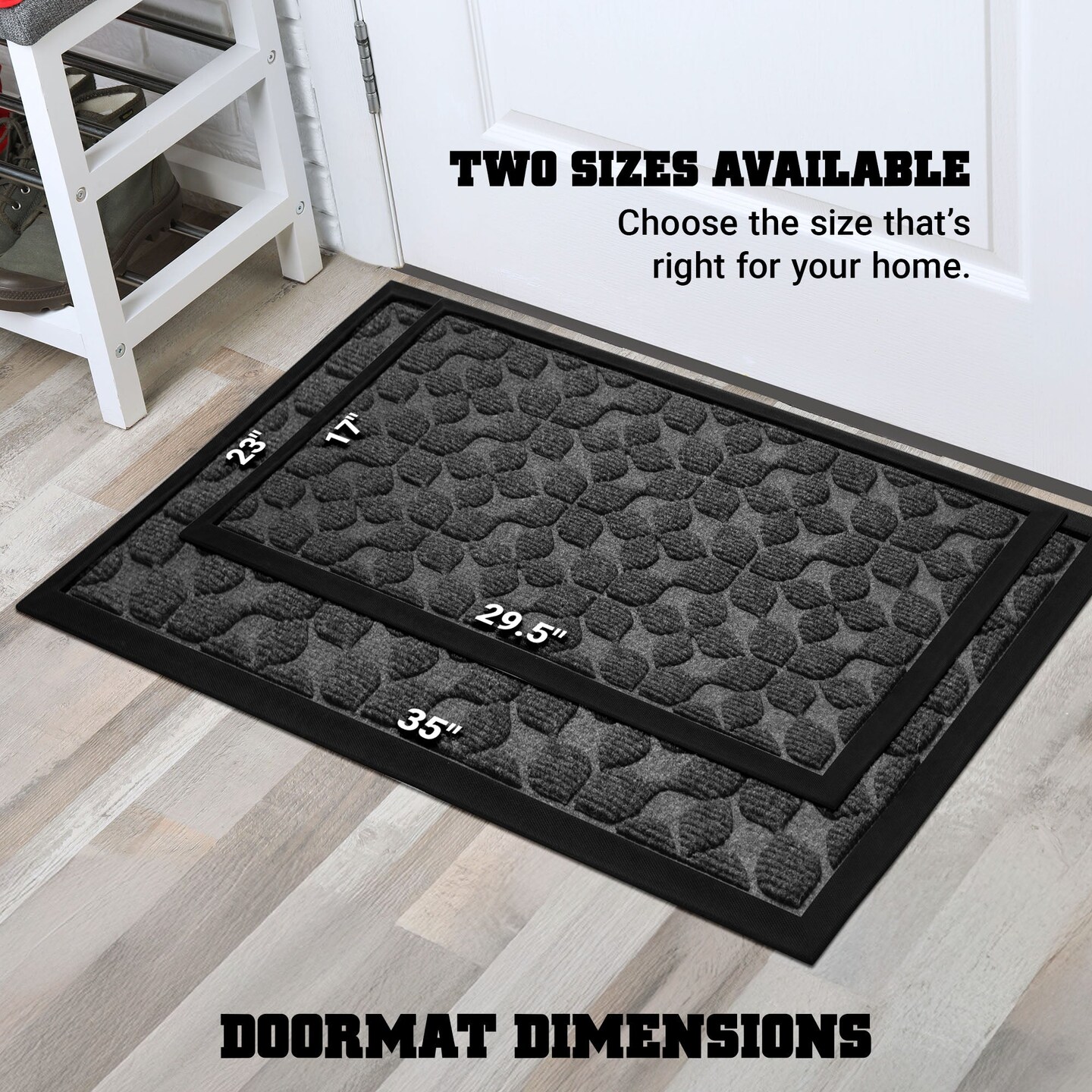 G128 Home Entrance Grey Geometric Floral Pattern Door Mat | 17x29.5 In | Thick Absorbent Natural Rubber Non Slip, Indoor/Outdoor, Easy Clean, Welcome Mats for Front Door/Patio/Garage
