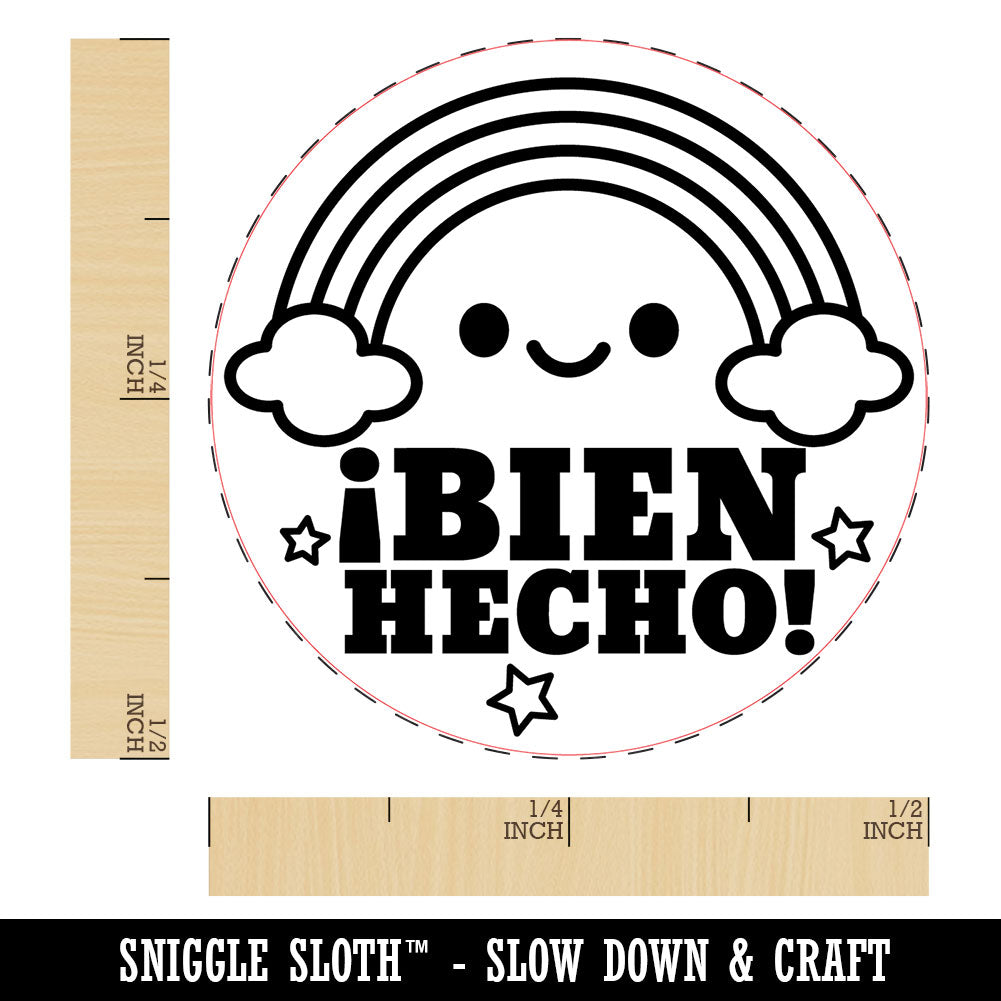 Bien Hecho Rainbow Good Work Spanish Class School Teacher Stamp Self-Inking Rubber Stamp for Stamping Ink Stamper