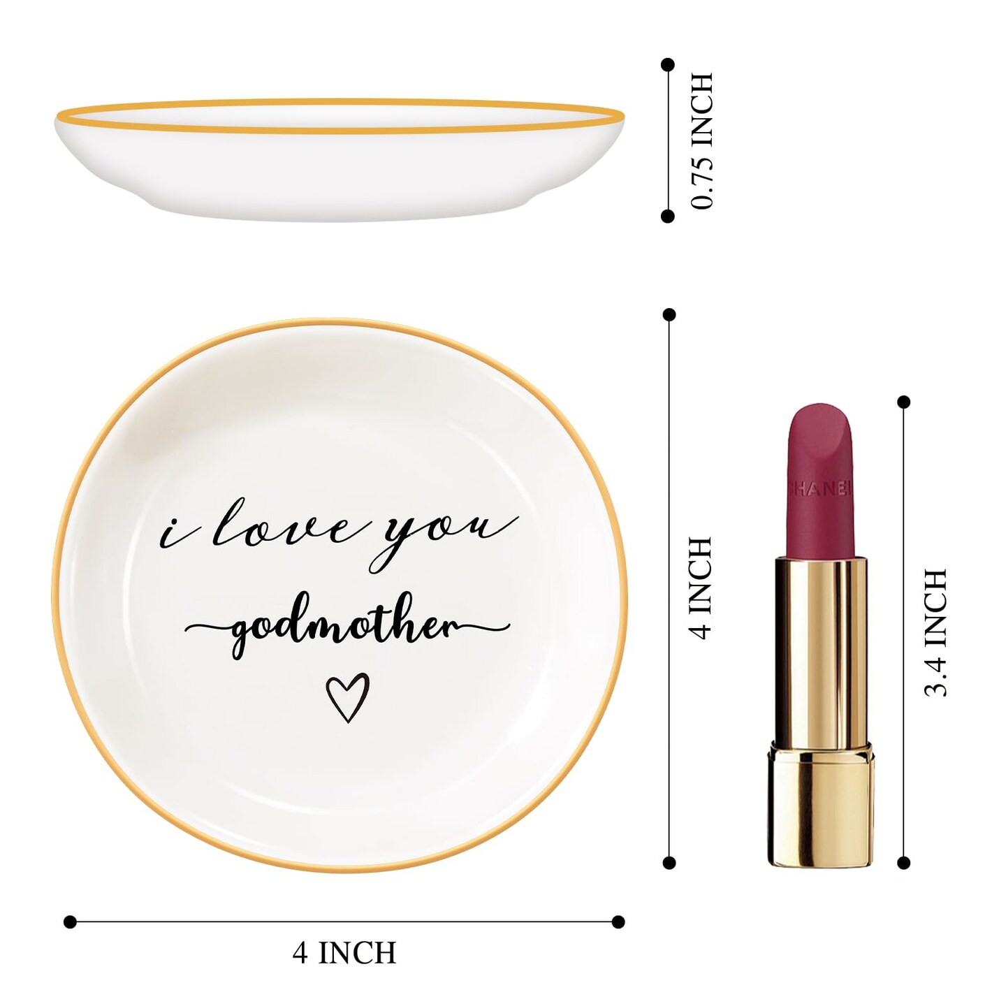 Godmother Gifts: I Love You Ring Dish for Godmother Proposal, Birthday, Mother's Day, Christmas & Wedding