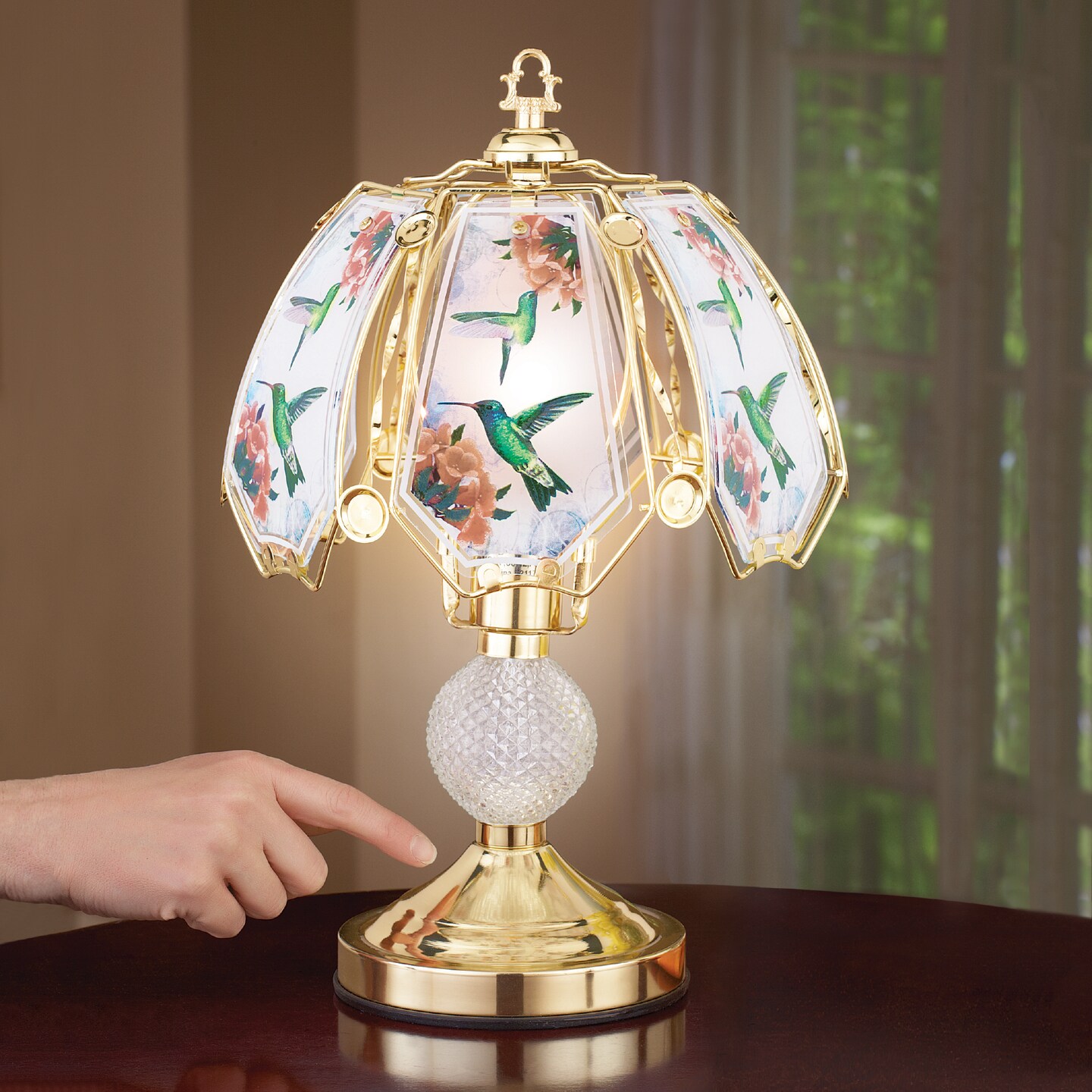 Collections Etc Hummingbird Touch Lamp with Gold-tone Base