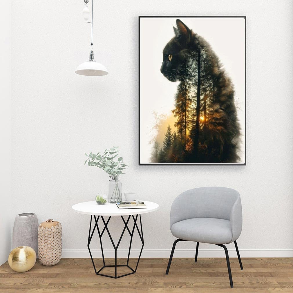 Forest Cat Paint by Numbers Kit for Adults – DIY Animal Acrylic Painting on Canvas, Beginner-Friendly Paint-by-Number Art for Gifts & Home Wall Décor, 16x20 Inch