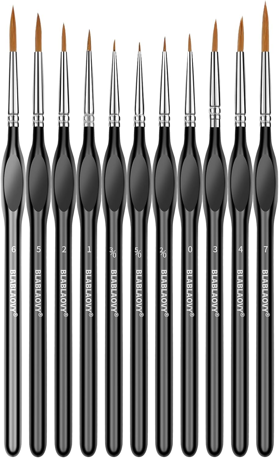 11 Pcs Miniature Paint Brushes - Black