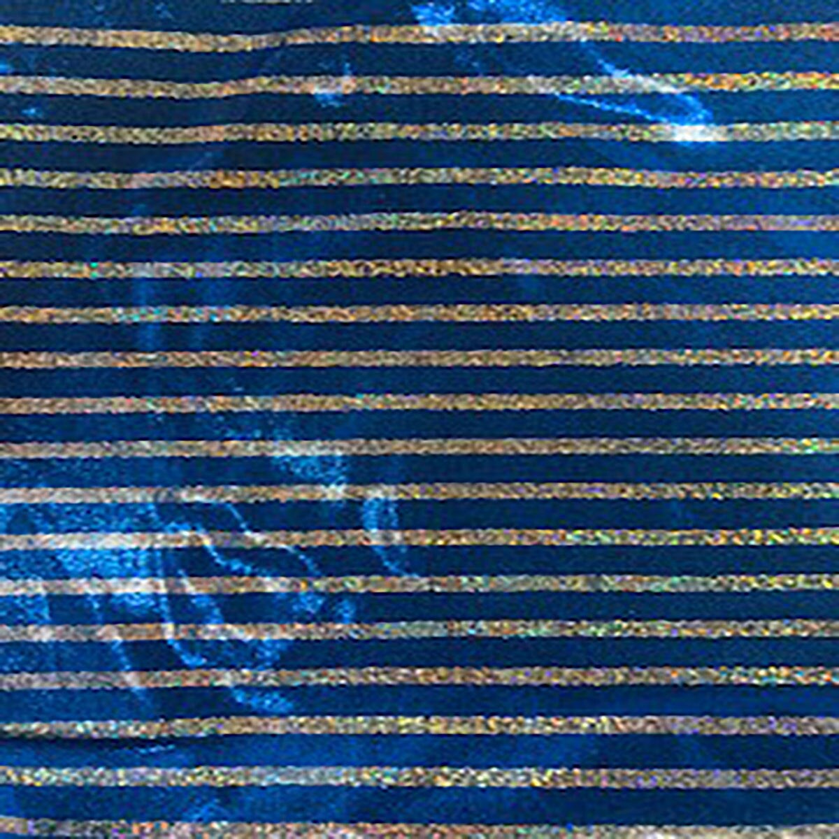 1 Yard Royal Blue Holo Silver Stripe Foggy Foil Nylon Spandex Fabric 58/60 Inch Width