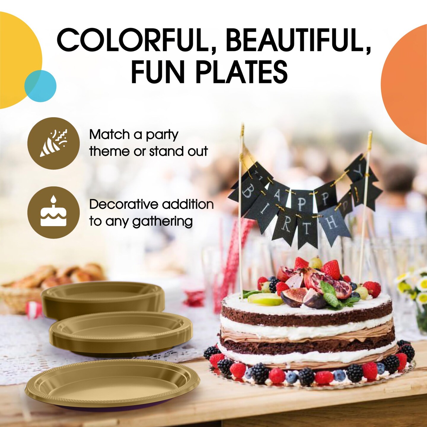 Party Solids Plastic Plates For Party Disposable Plates Heavy Duty Supplies 100 Pcs Plastic Dinnerware Sets Heavy Duty 350 GSM Disposable Dinnerware Set by Exquisite