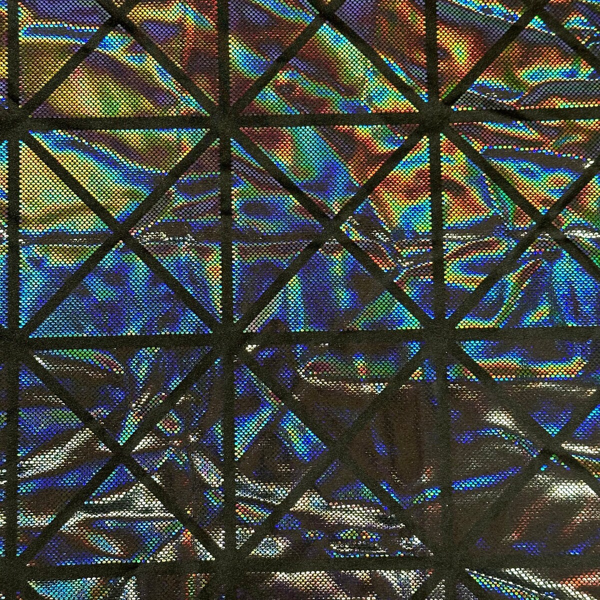 1 Yard Geometric Hologram Laser Foil Nylon Spandex Fabric 60 Inch Width