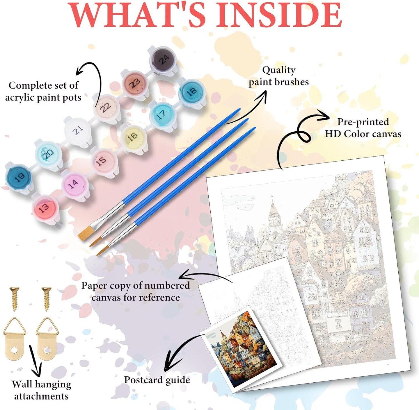 Countryside Paint by Numbers Kit for Adults – 16"x20" Village Landscape Acrylic DIY Canvas Painting Set, Beginner-Friendly Number Painting for Home Décor & Gift Giving (LBOP1PNF05)