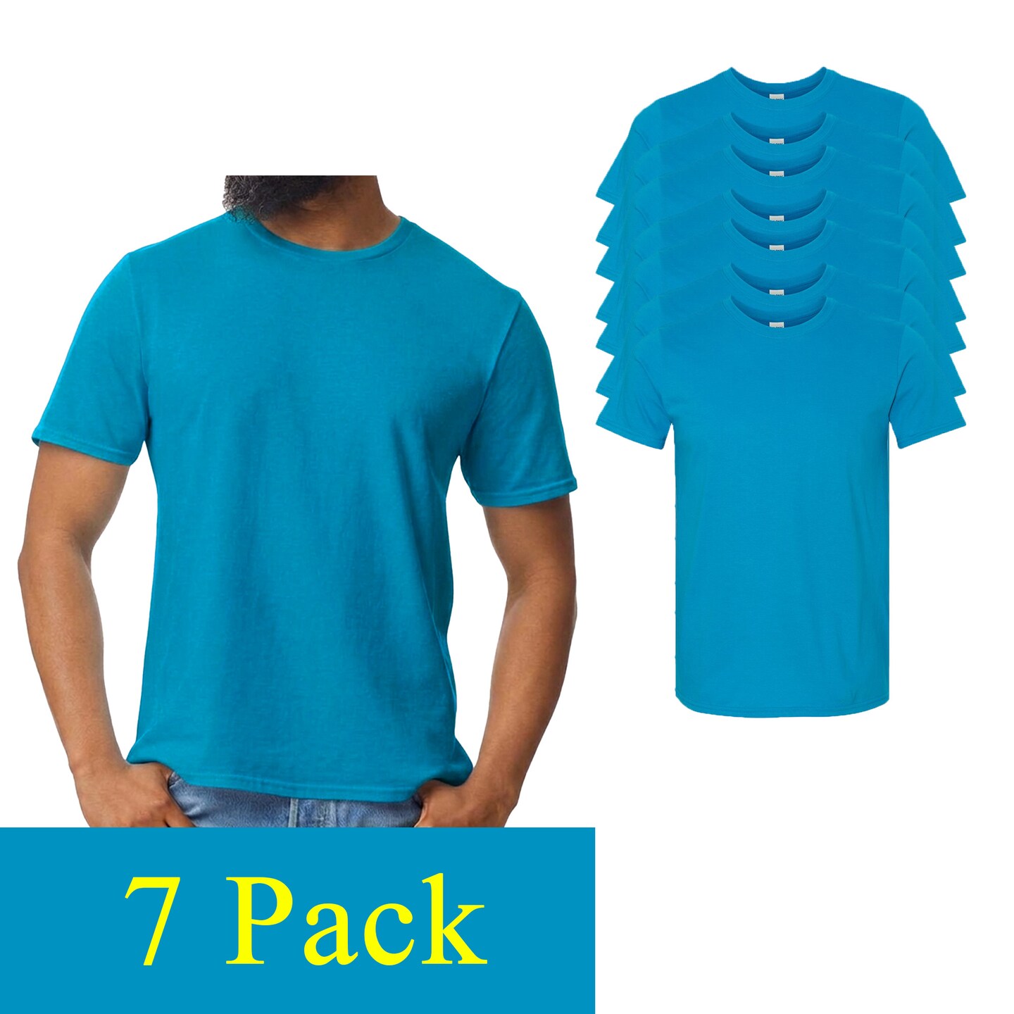 Gildan Softstyle Short Sleeve T-Shirt, Sapphire Color Men's Blank Tee for Custom Printing & Design