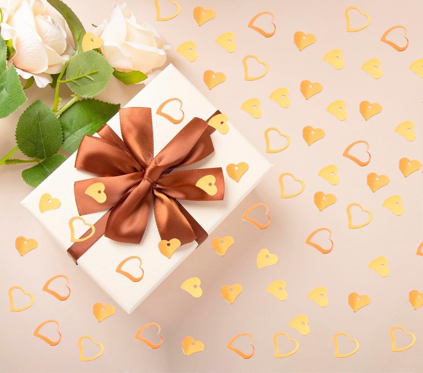 1200Pcs Love Heart Shaped Confetti, Table Wedding Decoration, Glitter Confetti for Wedding Party (Glitter Orange)