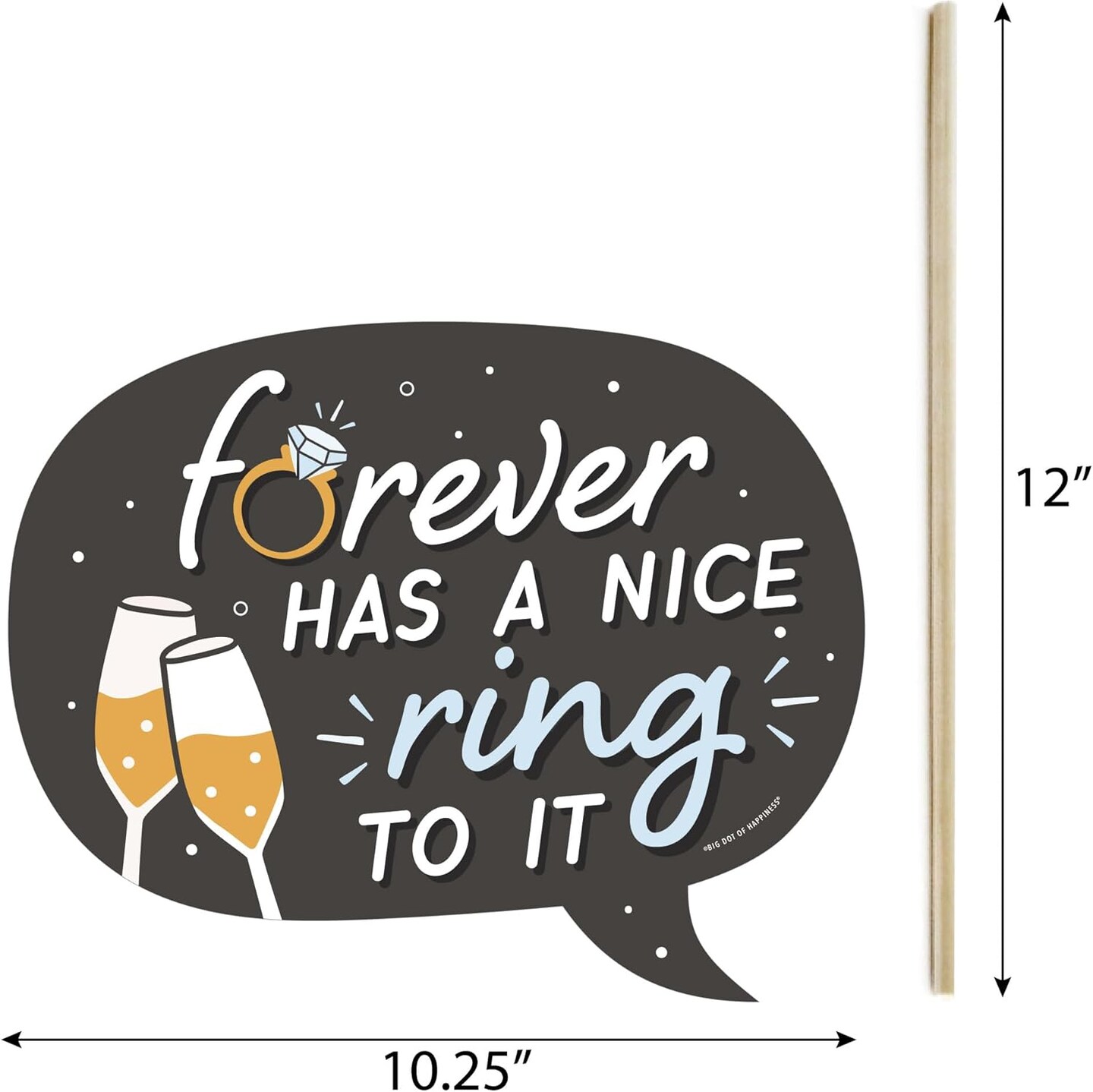 Big Dot of Happiness Funny Just Engaged - Black and White - Engagement Party Photo Booth Props Kit - 10 Piece