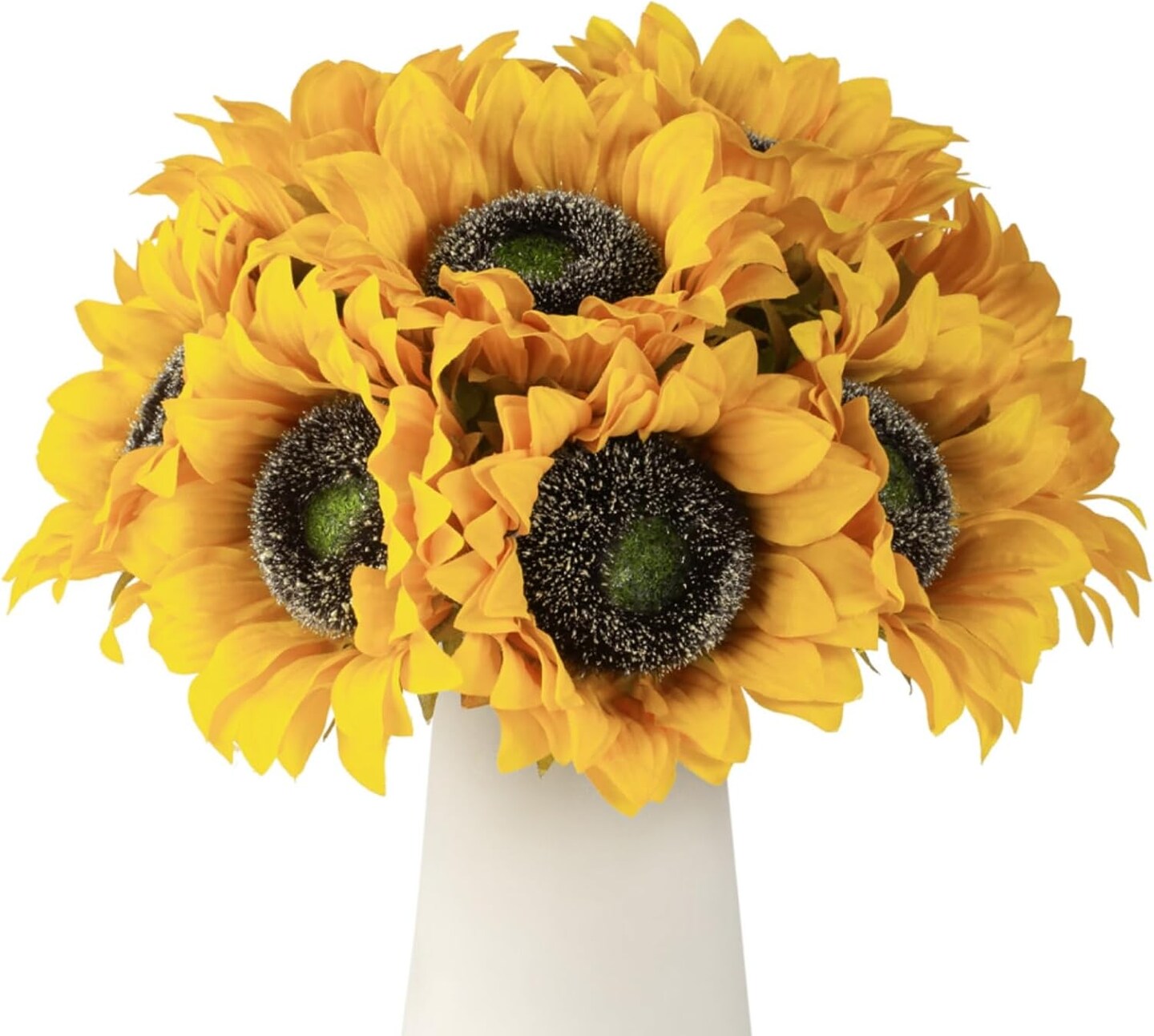 Summer Floral Arrangement - 12PCS Artificial Sunflowers with Long Stems (5.5"), Silk Yellow Flowers for Wedding, Garden, and Outdoor Party Decoration
