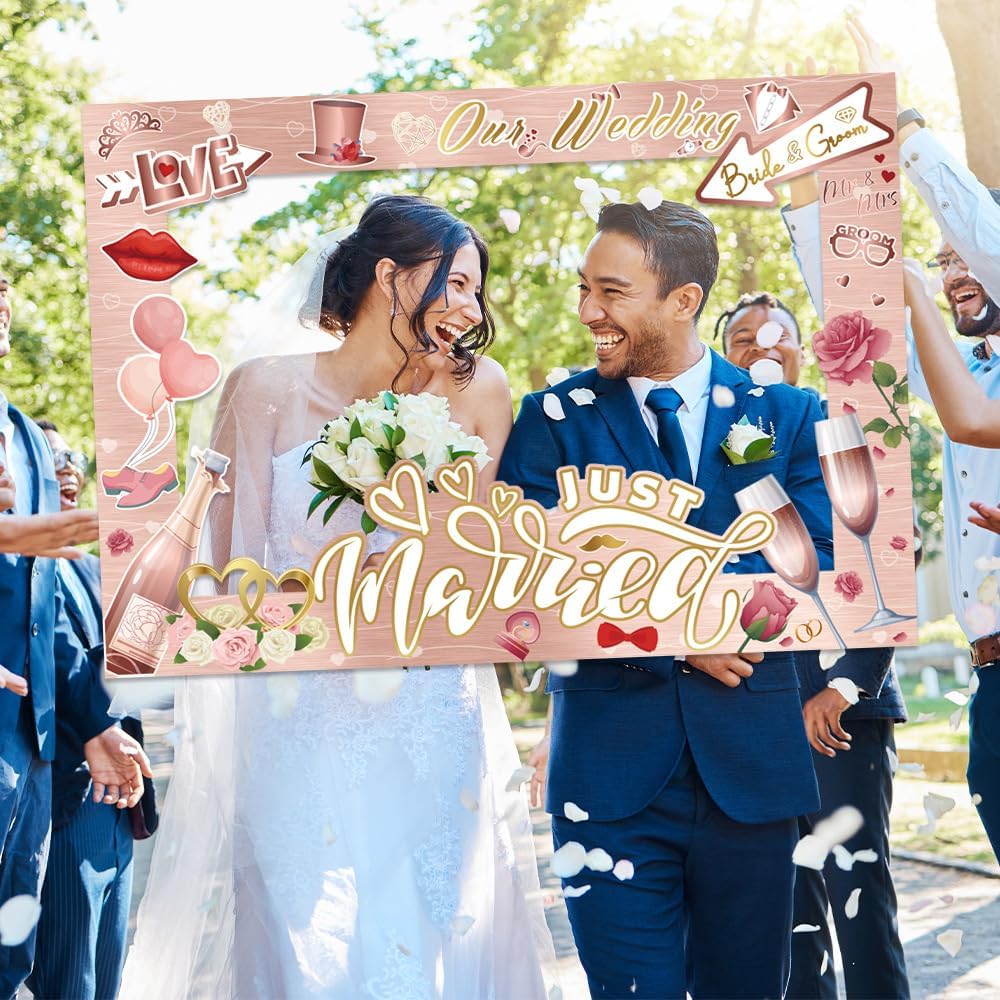26 PCS Wedding Photo Booth Props and Photo Frames, Rose Gold Bride to Be Selfie Photo Booth Frame Props, Wedding Decoration Bachelorette Engagement Party Favor Supplies Welcome to Seller Assistant Please log in to your account to start working Log