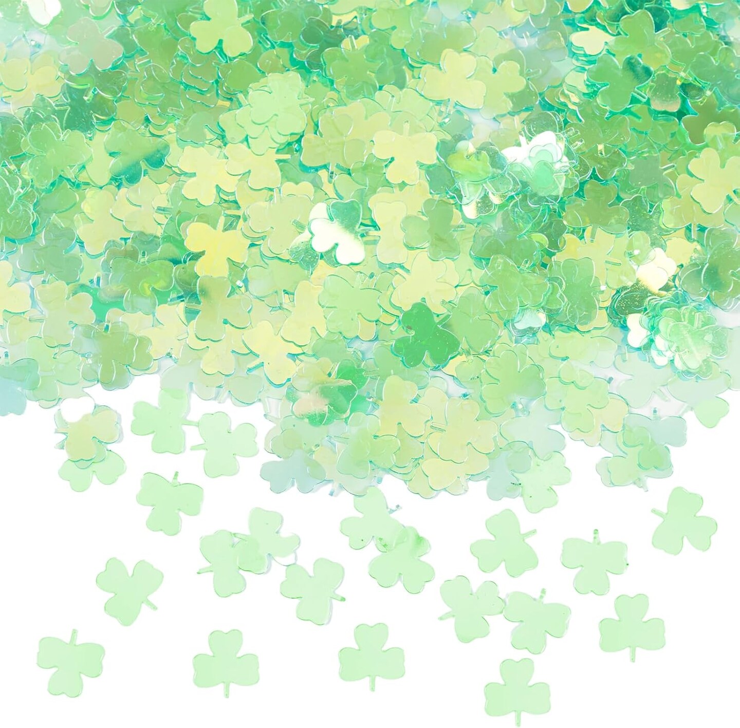 1500pcs/50g Shamrock Confetti Decorations,Iridescent Shamrock Table Confetti Green Glitter Lucky Clover Shamrock Sequin for St. Patrick&#x27;s Day Party Home Decoration