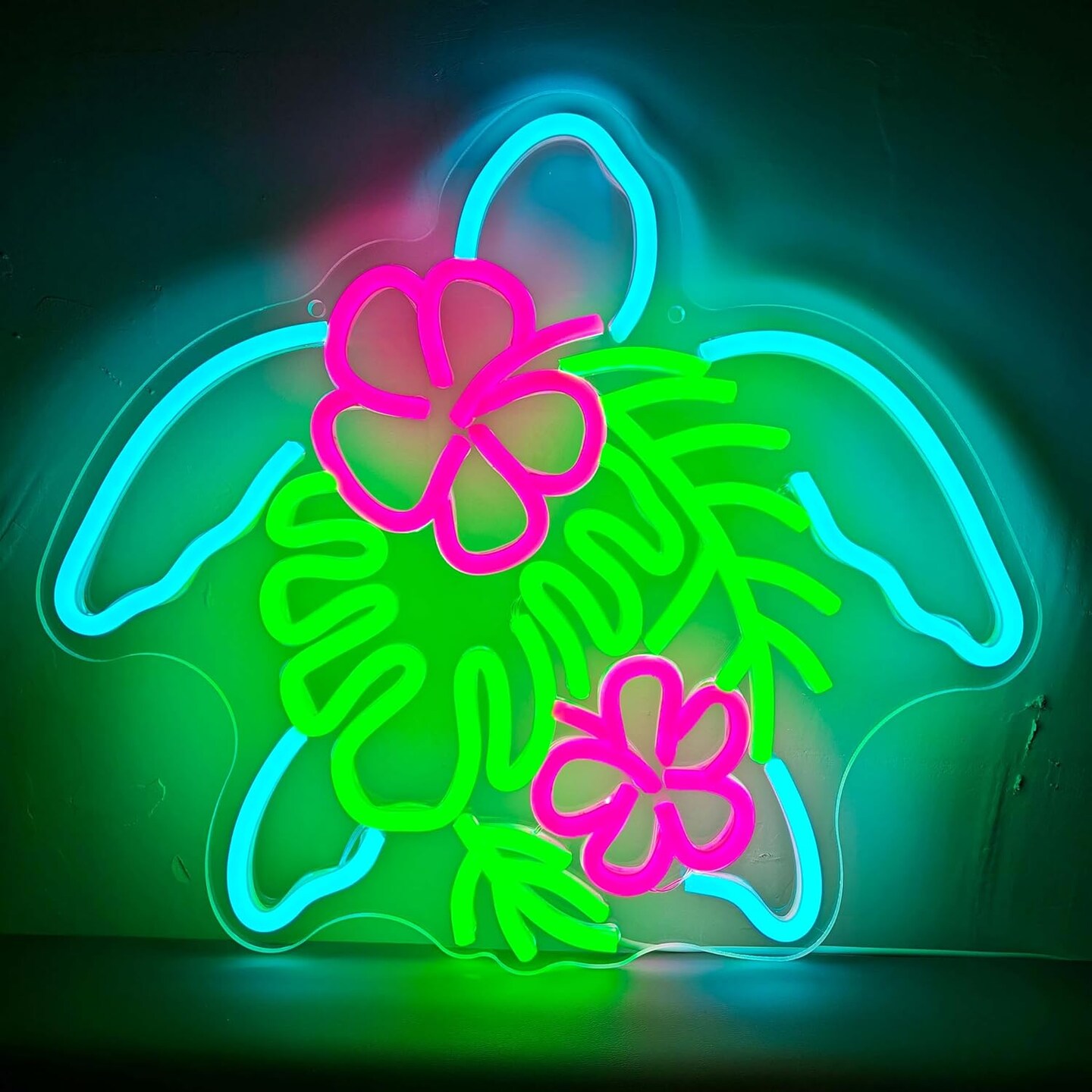 Summer Tropical Turtle Neon Sign &#x2013; USB-Powered Wall Art for Beach, Bar &#x26; Room Decor