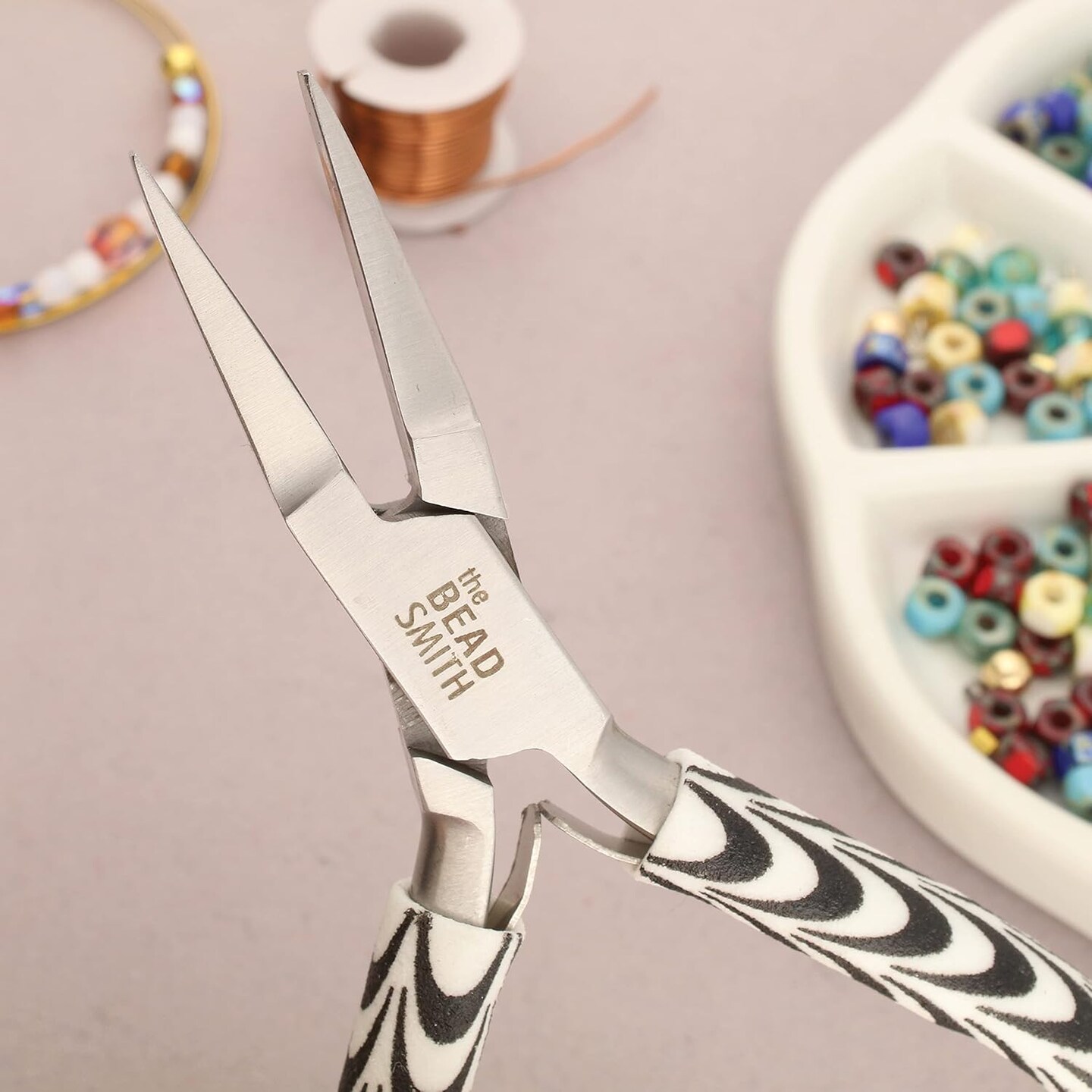 The Beadsmith Chain Nose Pliers – Zebra Print Line – Comfortable Handle with Double Leaf Springs – Jewelry Making Tool for Creating Bracelets, Earrings and Necklaces