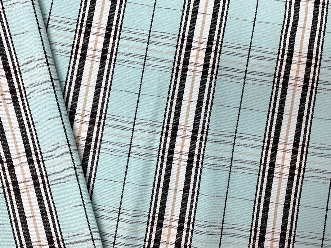 Blue-Multi Cotton Spandex Plaid Twill Woven Fabric By the Yard
