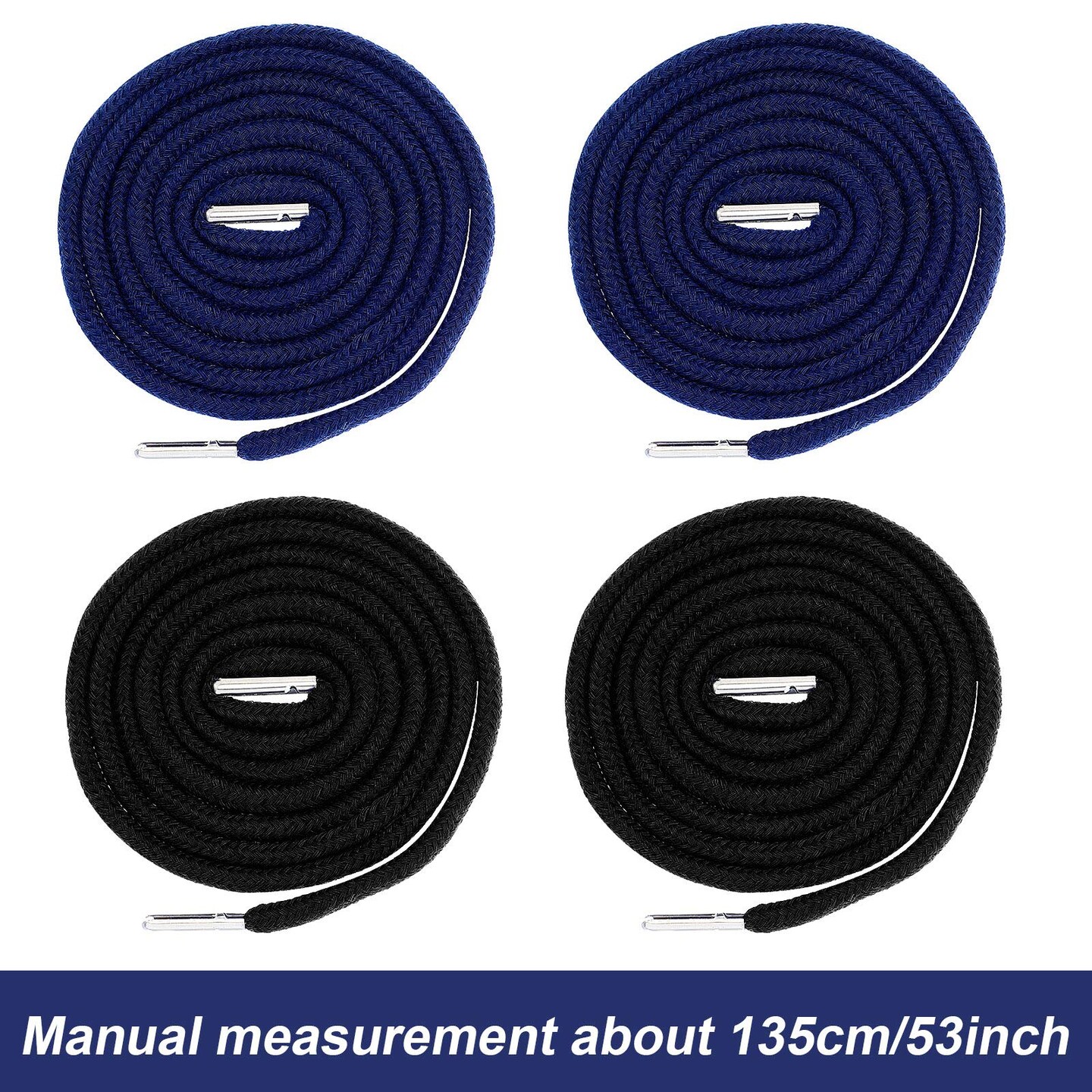 Drawstring Cords Replacement Drawstrings with Easy Threader for Sweatpants Shorts Pants Jackets Coats (Black, Navy Blue)