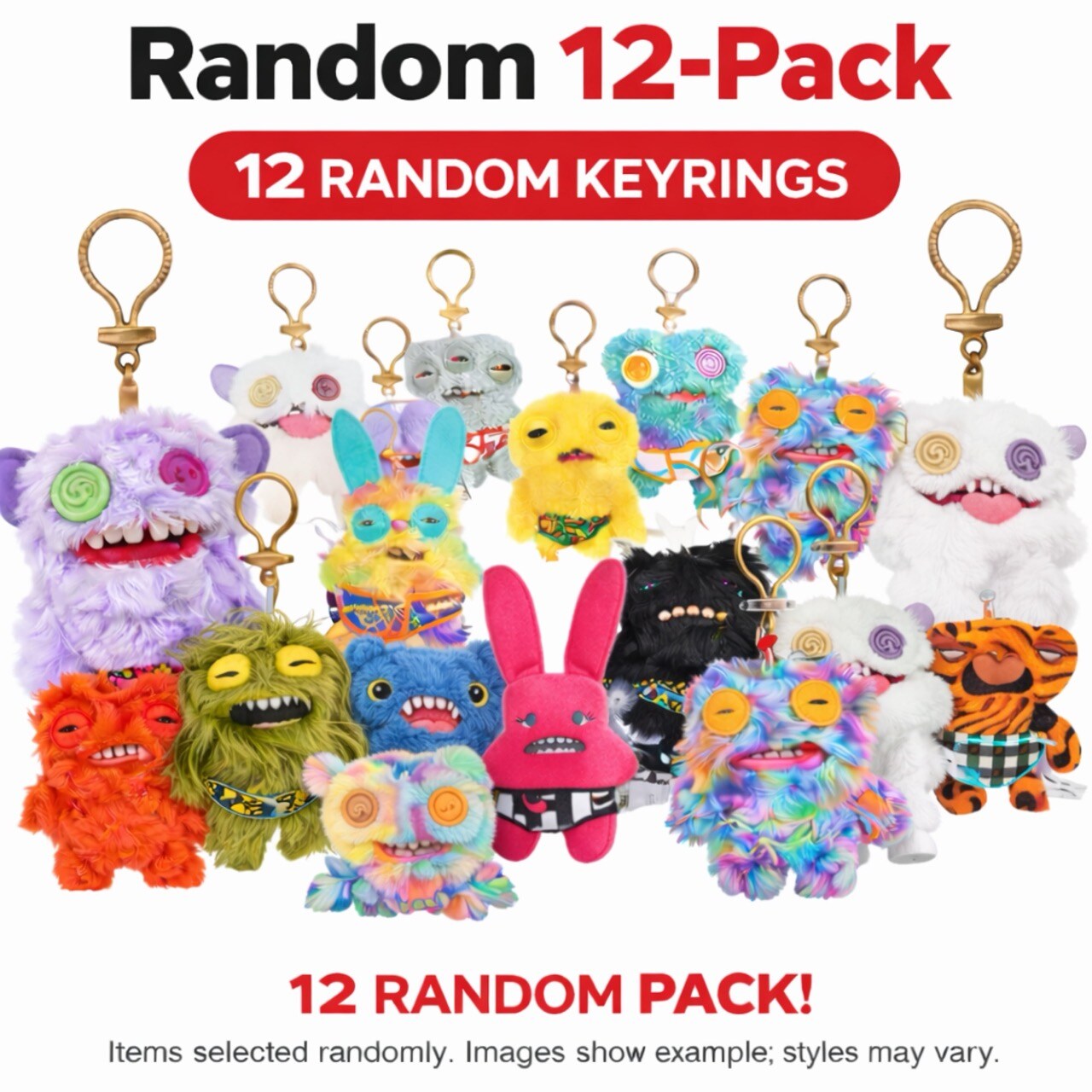Pack of 12 Zuru Fuggler Keyring 5 Inch Plush Toy Mystery Random Assortment