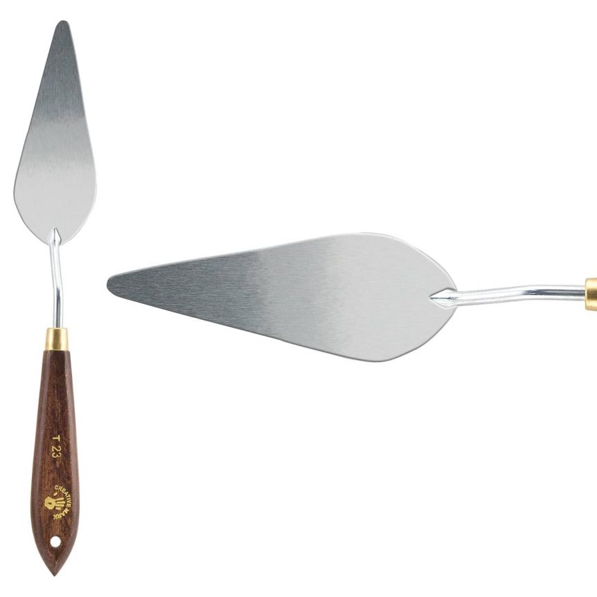 Creative Mark Stainless Steel Palette Knife Painting Tools - Paint Palette with Wooden Handle - Variety of Shapes and Sizes - 23T, 3-7/8 in