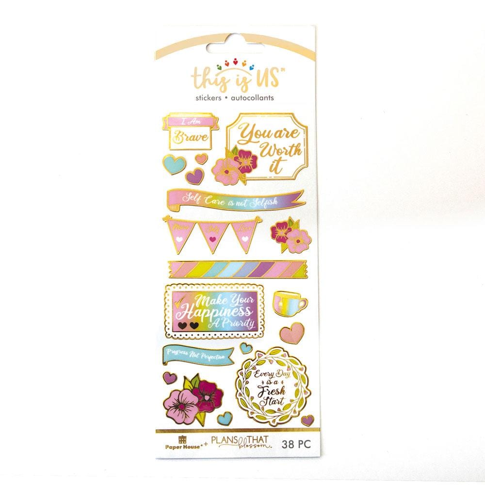 Decorative Stickers - Self Care Pastel Faux Enamel Foil Sticker