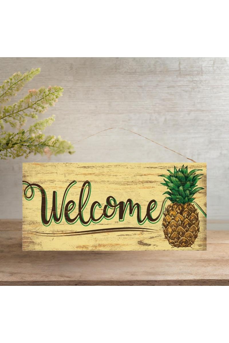 12&#x22; Wooden Sign: Welcome Pineapple