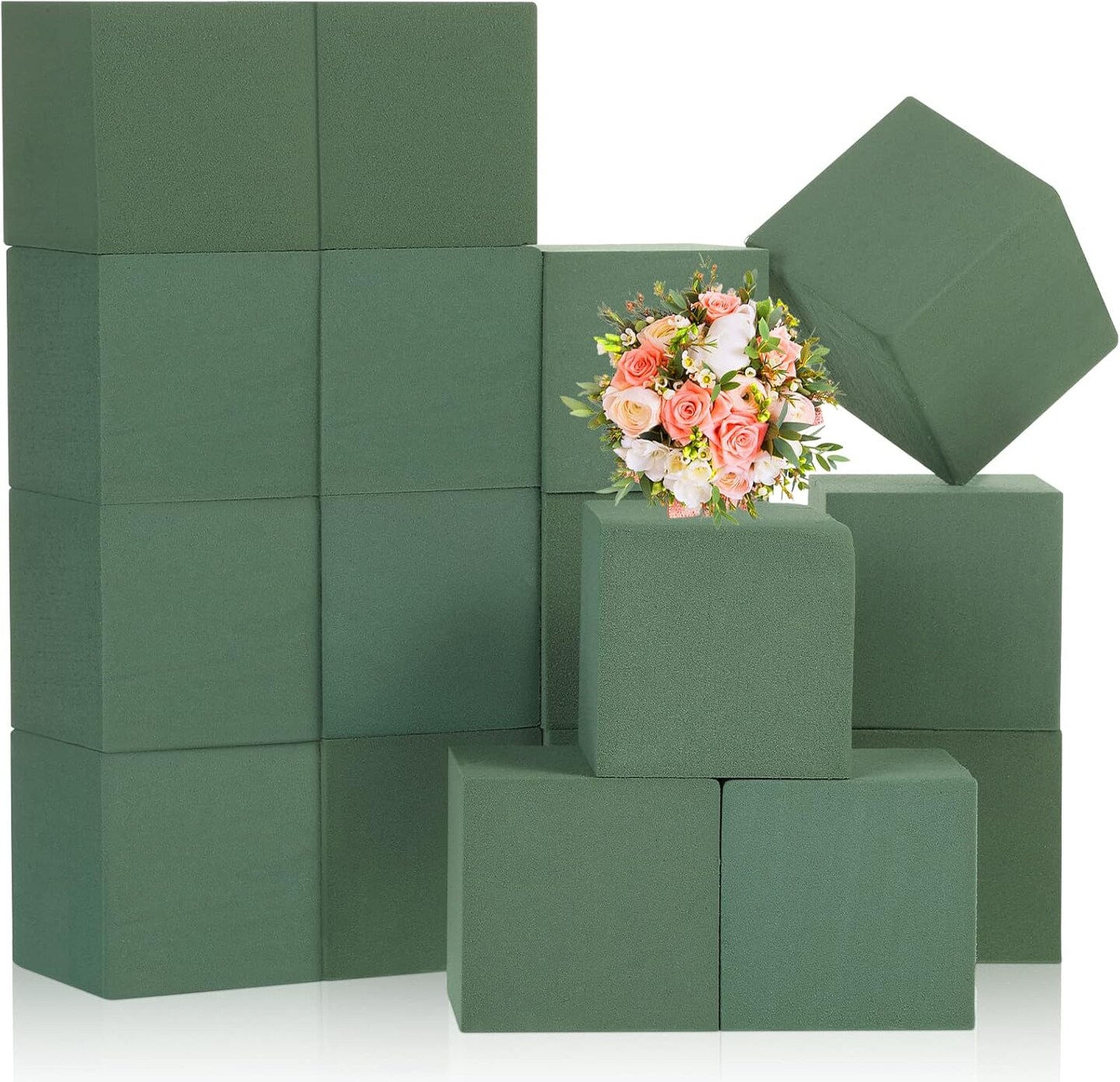18 Pcs Floral Foam Blocks 3.15&#x22; Dry and Wet Flower Blocks for Artificial and Fresh Flowers Green Foam for Flower Arrangements Plant Florist Bricks for Wedding Mother&#x27;s Day Summer Party Decor