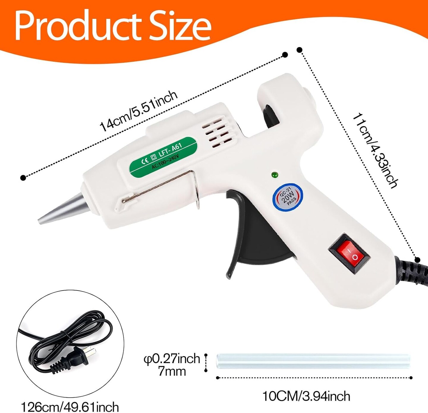 Mini Hot Glue Gun with 30 Glue Sticks, Fast Heating Hot Melt Gun, 20W Glue Gun Kit, Lightweight Craft Gun for DIY, Home Repairs, Kids&#x27; School Projects, White