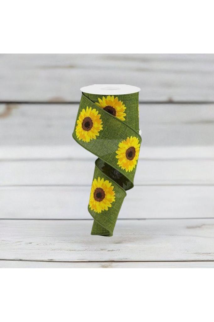 2.5&#x22; Moss Green Sunflower Ribbon