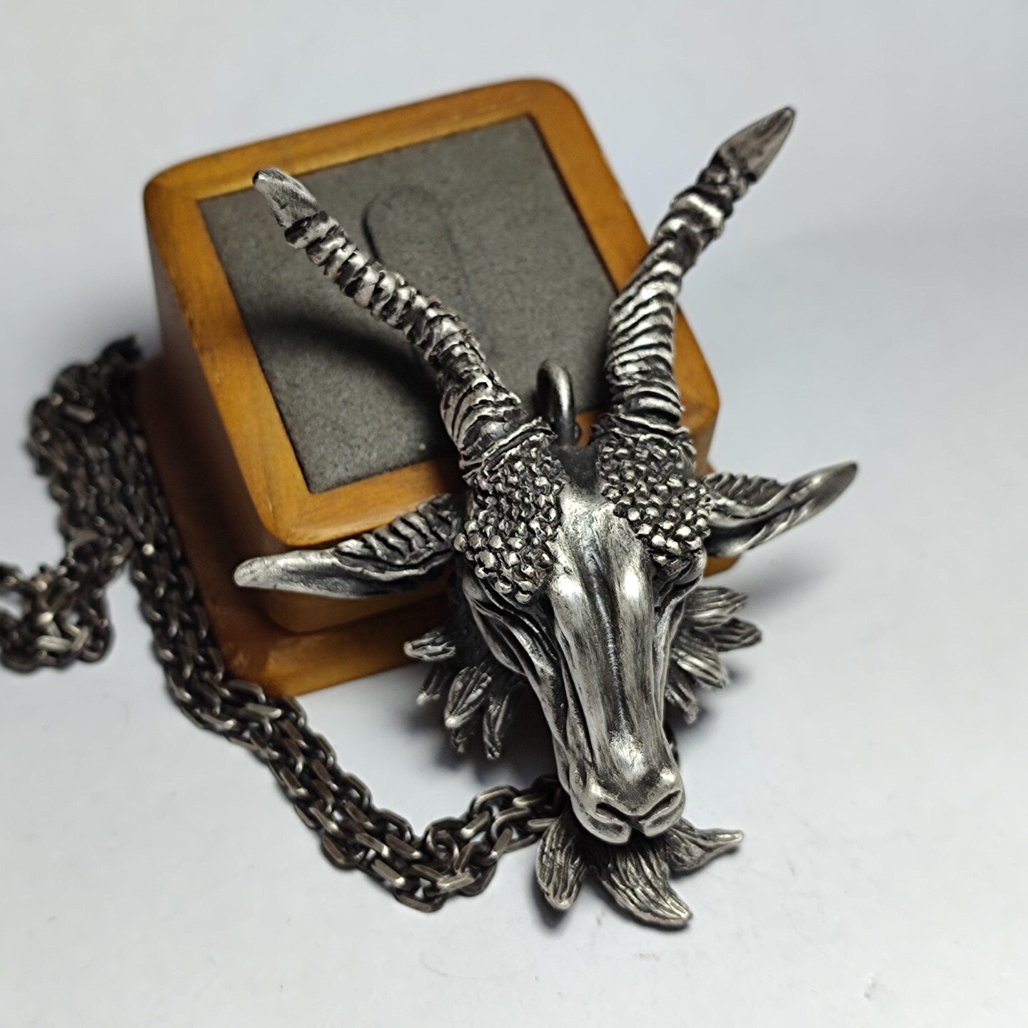 Ram Head Goat Skull 925 Silver Pendant - Animal Totem Handmade