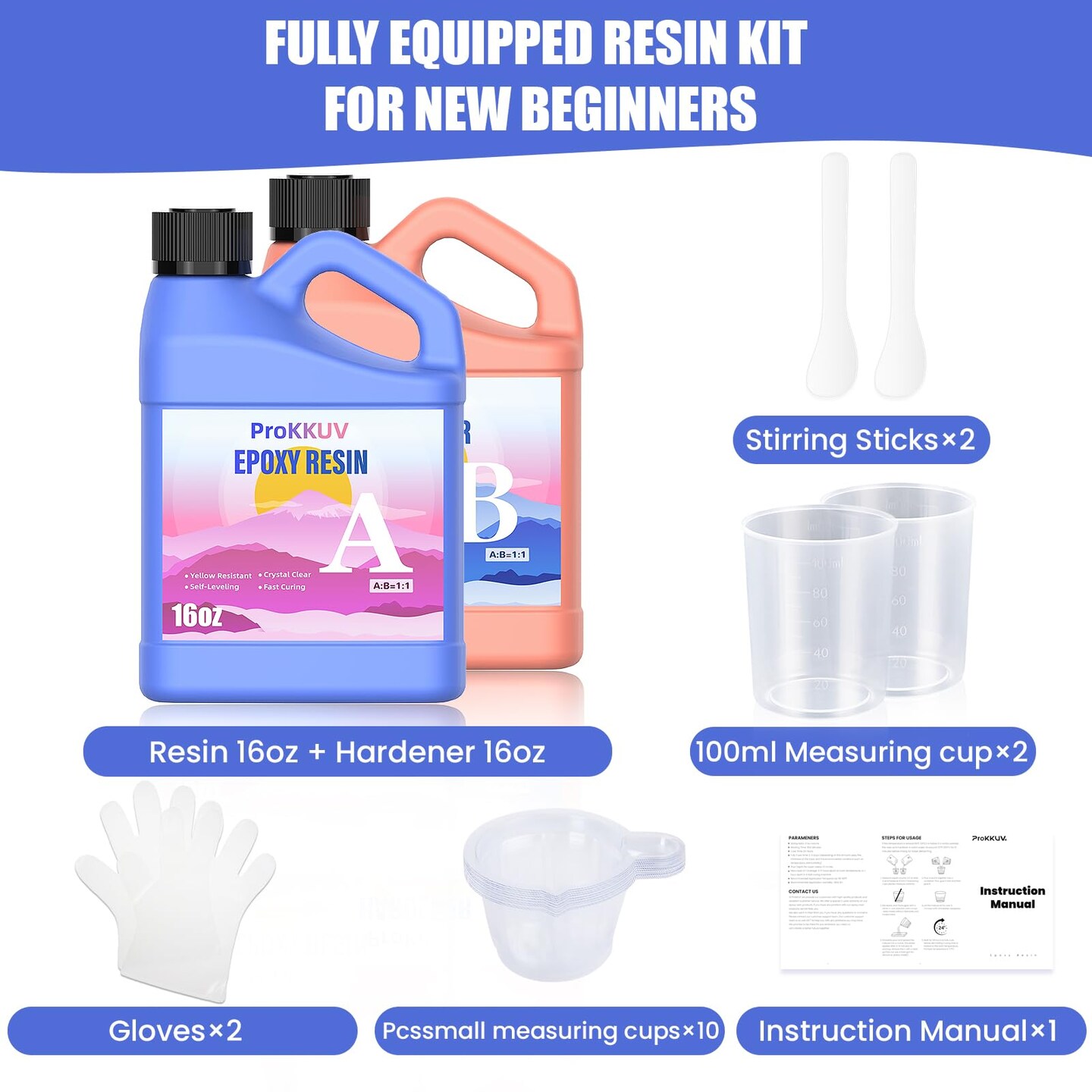 Epoxy Resin Kit, 32OZ Crystal Clear Resin Epoxy, Bubble Free, No Yellowing, UV Resistant, Food Safe, Easy Mix 1:1 for DIY Crafts Resin Jewelry Making(16OZ x 2)