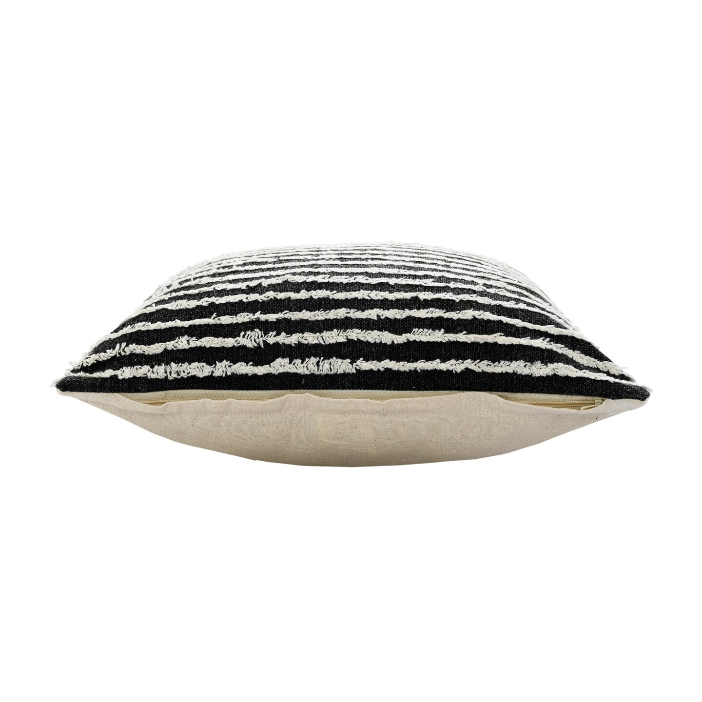 Edge Collections - 20&#x22; x 20&#x22; - Black - Soft Striped Decorative Pillow - 1 Piece
