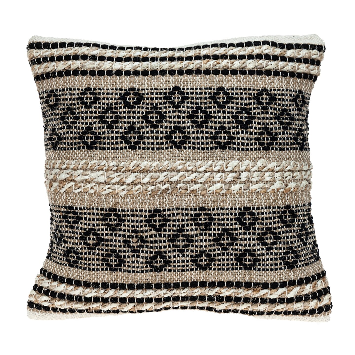 Edge Collections - 18" x 18" - Brown - Textured Transitional Throw Pillow for Modern Home Decor - 1 Piece