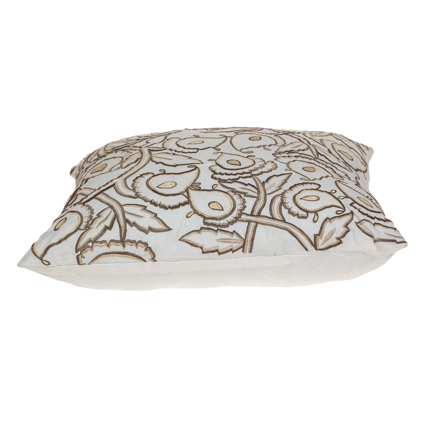 Edge Collections - 22 x 22 x 6 - White - Embroidered Floral Accent Pillow Cover - 1 Pcs