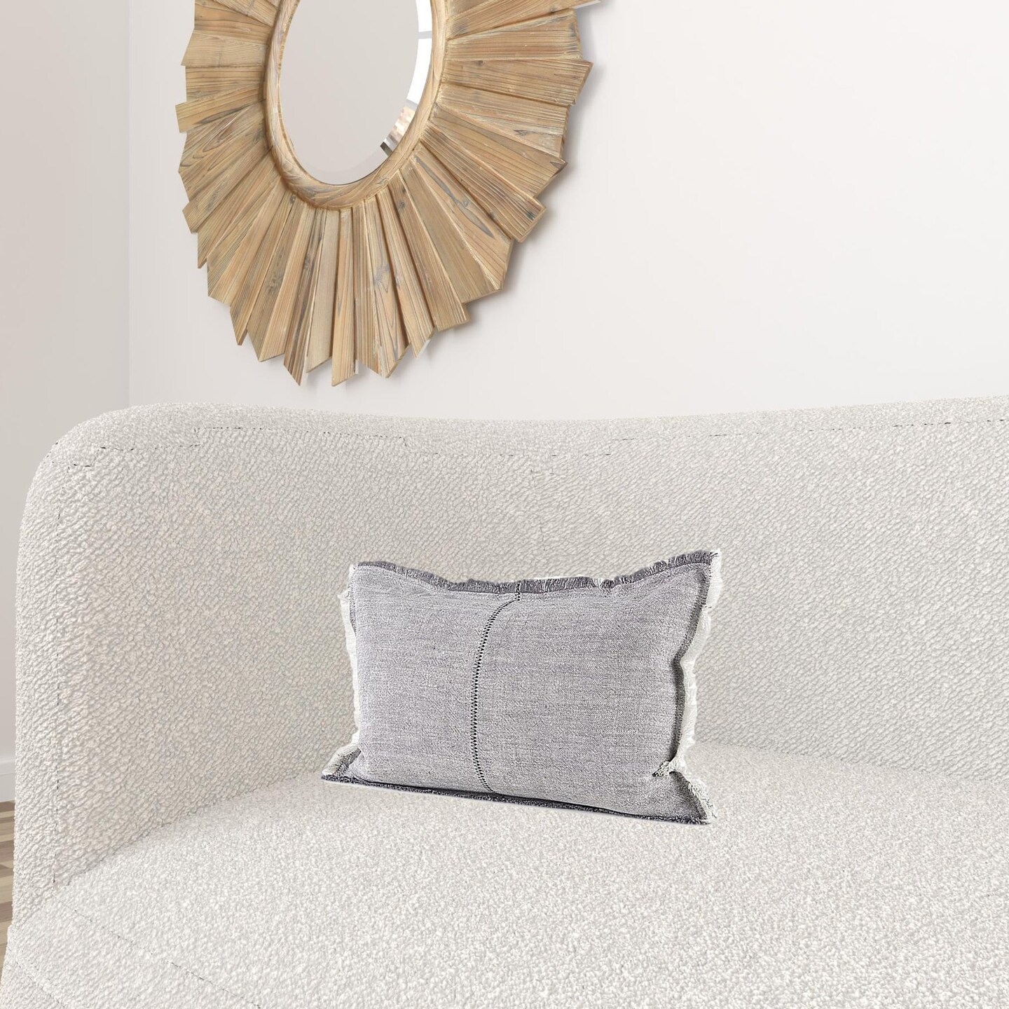 Edge Collections - 13 H x 21 W x 1 D - Gray - Fringed Lumbar Pillow Cover for Comfortable Support - 1 Piece