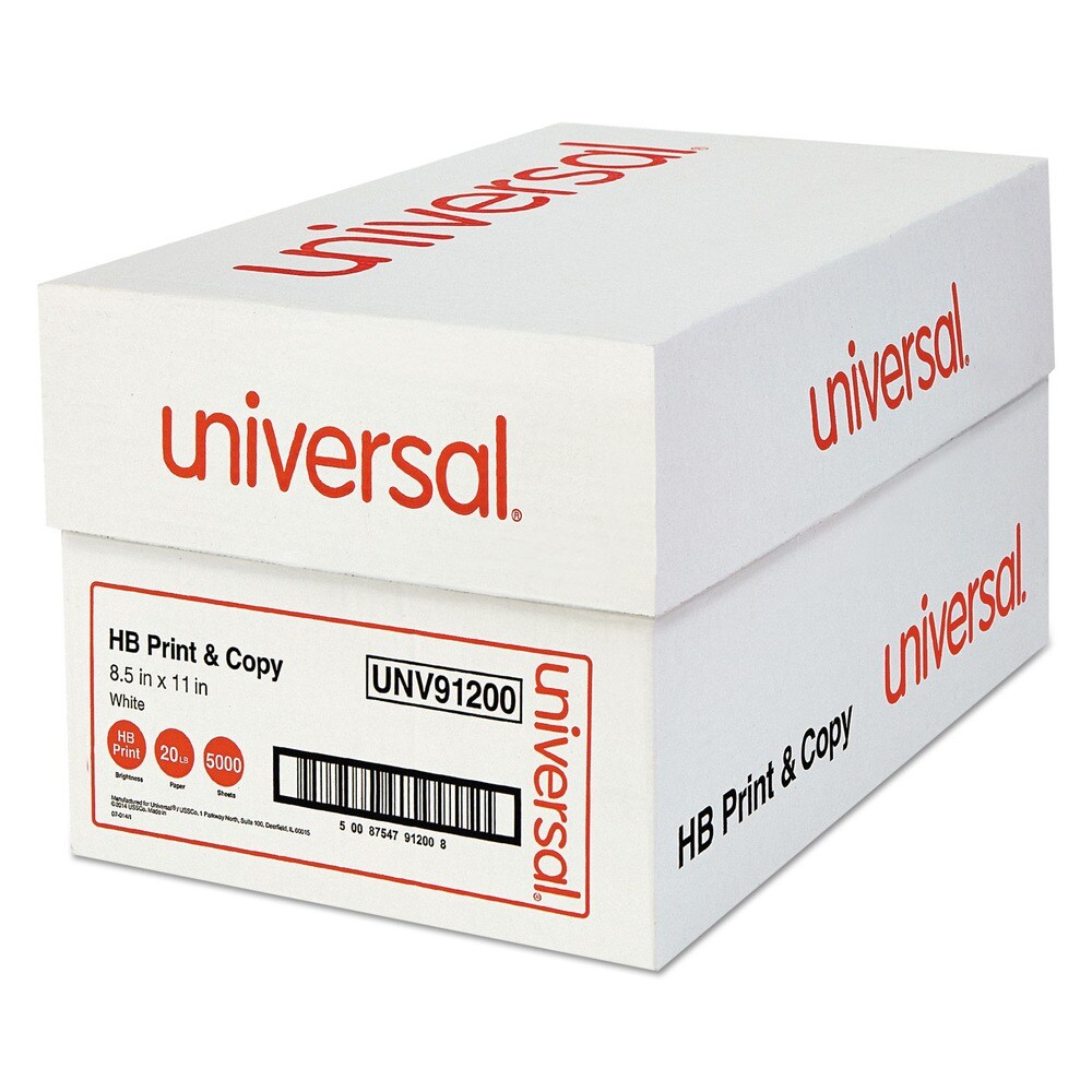 Universal 8.5 in. x 11 in. 20 lbs. Bond Weight High-Bright Multipurpose Paper - White (10/Carton)