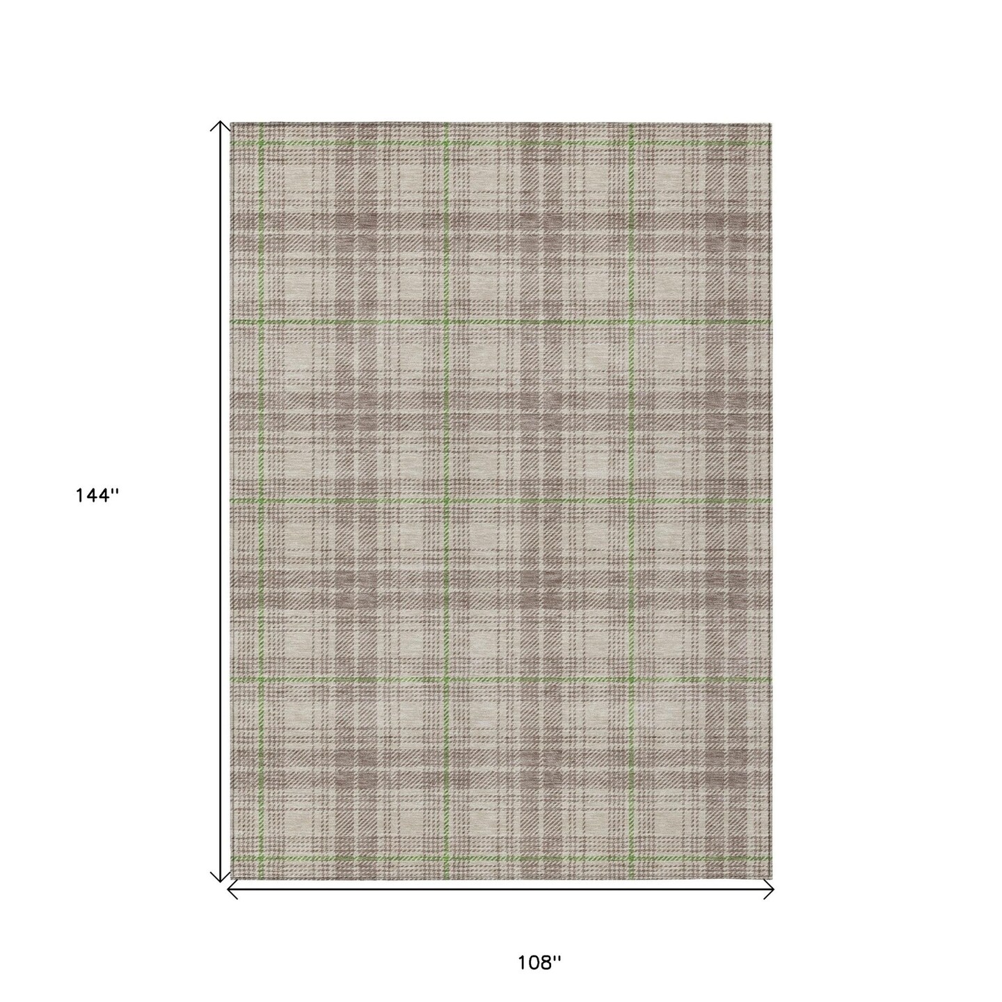 Edge Collections - 9' x 12' - Beige - Durable Plaid Area Rug for Indoor and Outdoor Use - 1 Piece