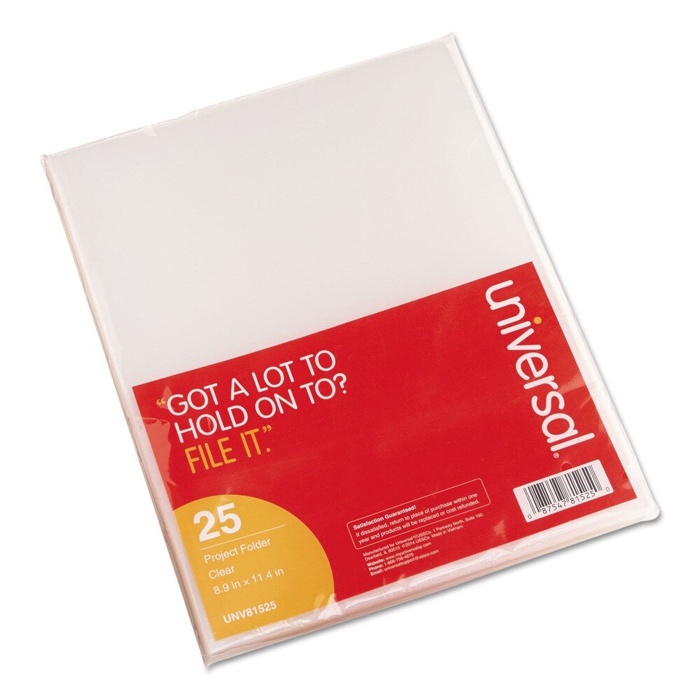 Universal Letter Size Project Folders - Clear (25/Pack)