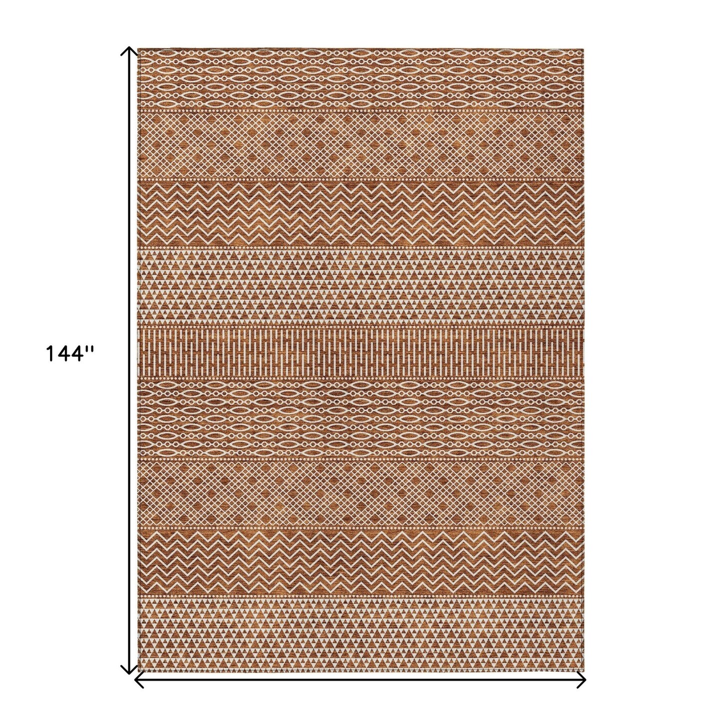 Edge Collections - 9' x 12' - Brown - Chevron Design Washable Area Rug for Indoor and Outdoor Use - 1 Piece