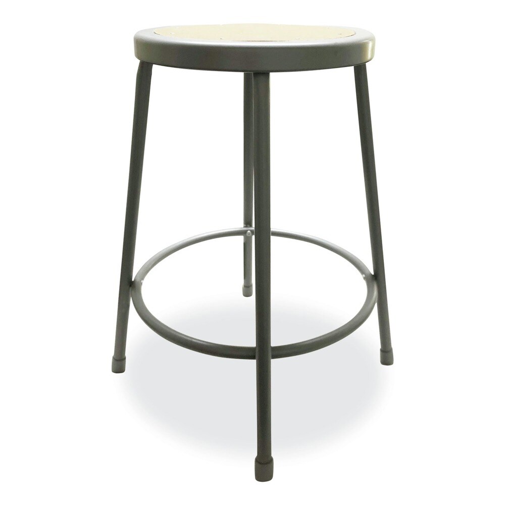 Alera 24 in. Seat Height Backless Industrial Metal Shop Stool - Brown